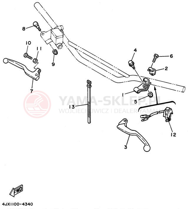 Schemat "Kierownica i osprzęt" do Yamaha WR250ZH