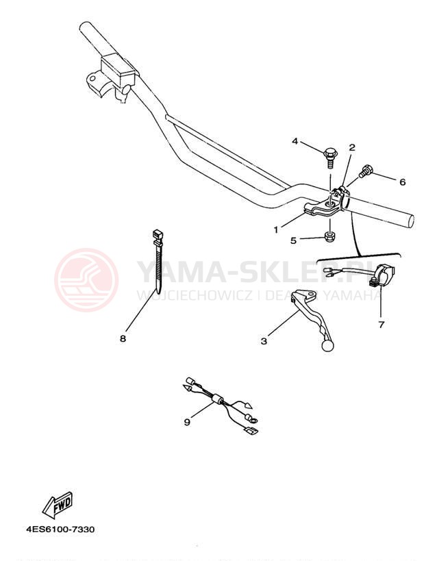 Schemat "Kierownica i osprzęt" do Yamaha YZ80 YZ80J1