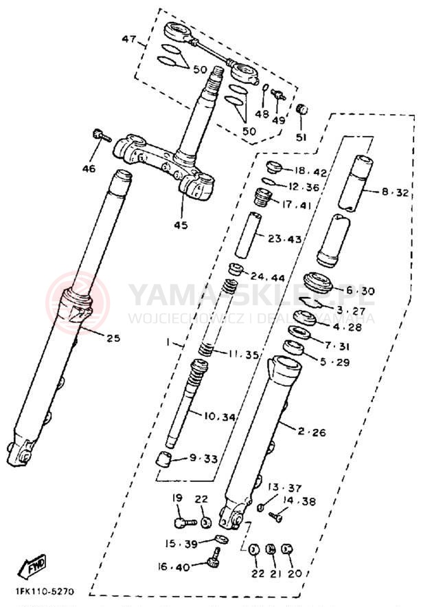 Schemat "Amortyzatory przód" do Yamaha V-MAX 1200 VMX12SC/VMX12S