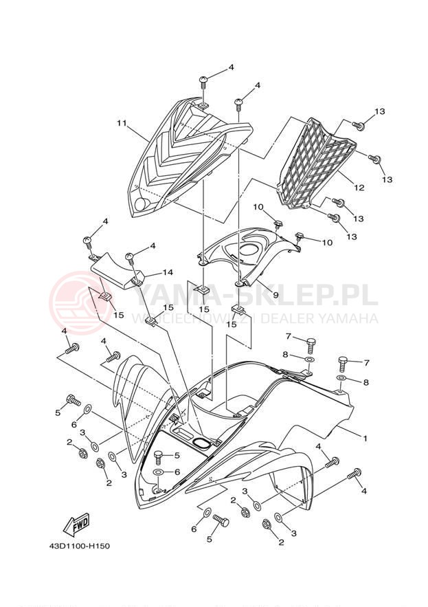 Schemat "Przedni błotnik" do Yamaha RAPTOR 90 YFM90RAW/YFM90RAL