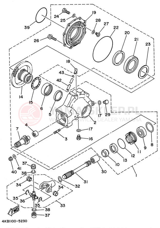 Schemat "Wał napędowy" do Yamaha WOLVERINE 4WD YFM350FXH_