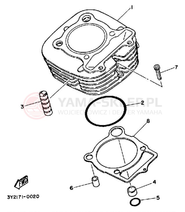 Schemat "cylinder" do Yamaha XT250K/XT250KC