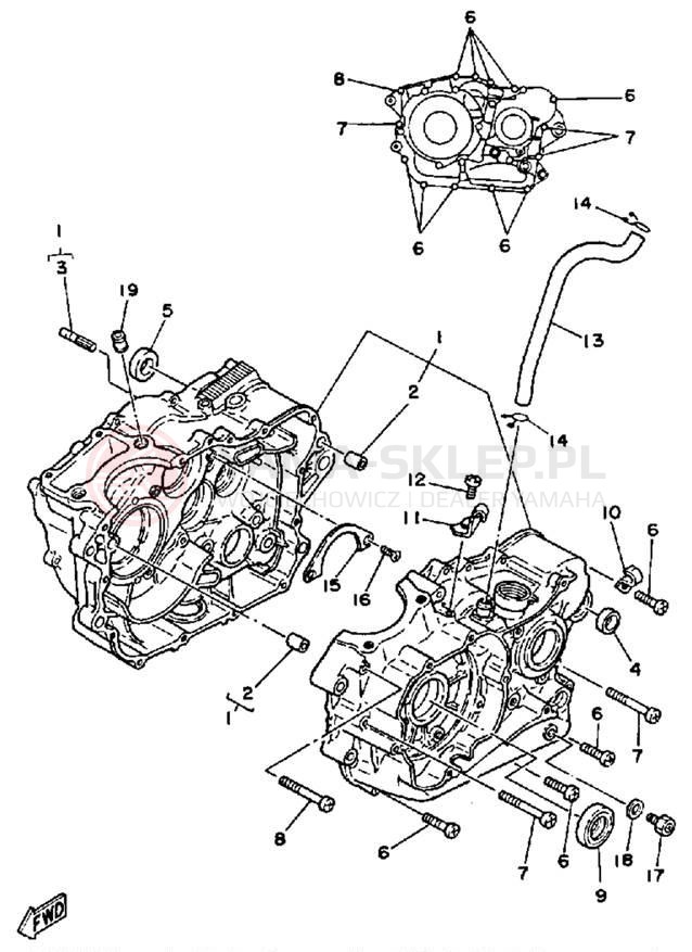 Schemat "Obudowa silnika" do Yamaha XT350N/XT350NC