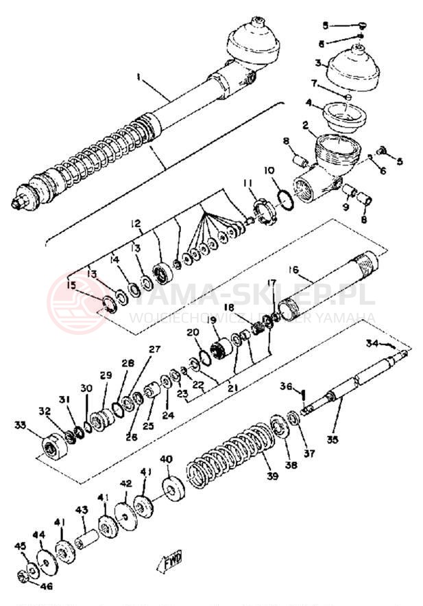 Schemat "zawieszenie tył" do Yamaha YZ250D