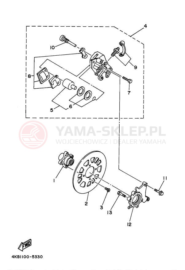 Schemat "Zacisk hamulcowy tylny" do Yamaha WOLVERIINE YFM35FXJ_M