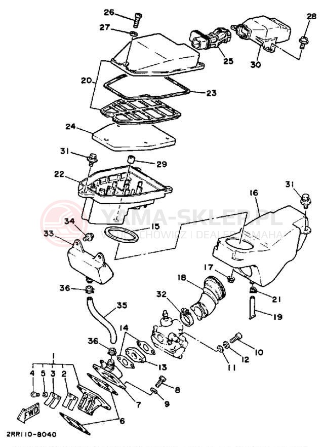 Schemat "Filtr powietrza" do Yamaha YSR50W