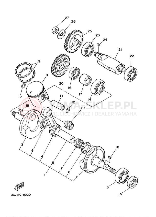 Schemat "Wał korbowy, tłok" do Yamaha BLASTER YFS200V