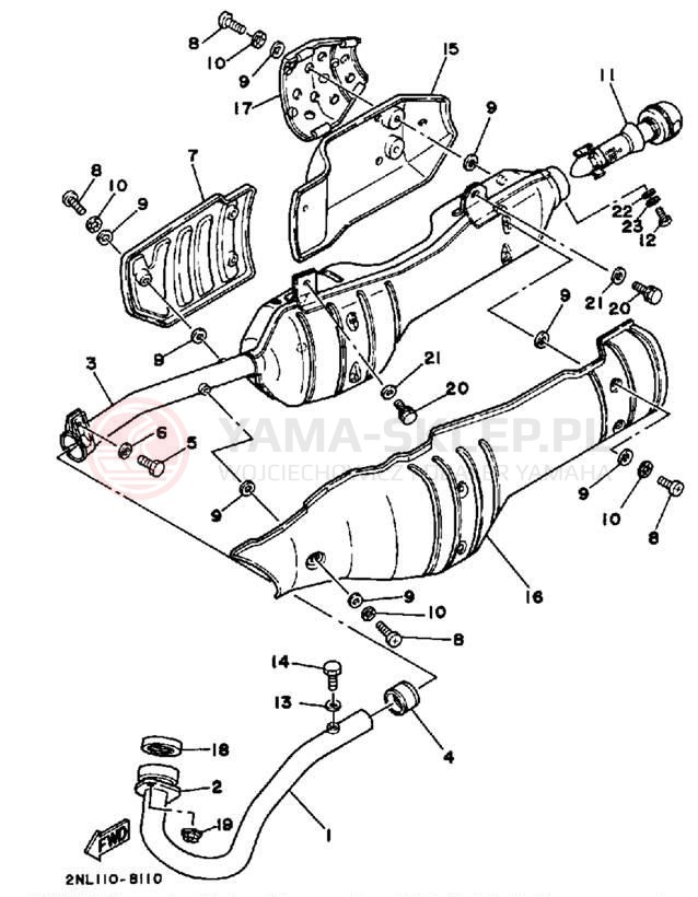 Schemat "Wydech końcowy" do Yamaha TERRA PRO YFP350U