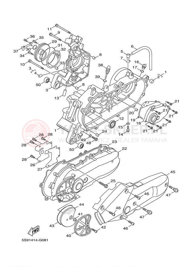 Schemat "Obudowa silnika" do Yamaha ZUMA 125 YW125DL/YW125DB