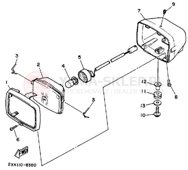 Schemat "Lampa przód" do Yamaha WARRIOR YFM350XA