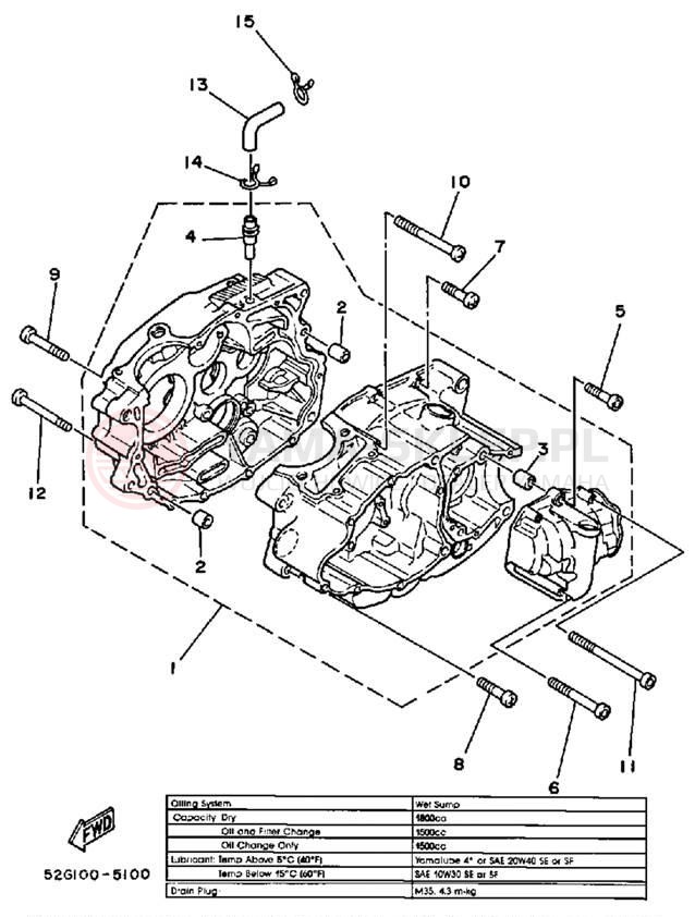 Schemat "Obudowa silnika" do Yamaha YTM200ERN