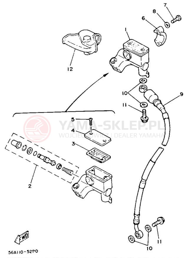 Schemat "Pompa hamulcowa przednia" do Yamaha YZ490N
