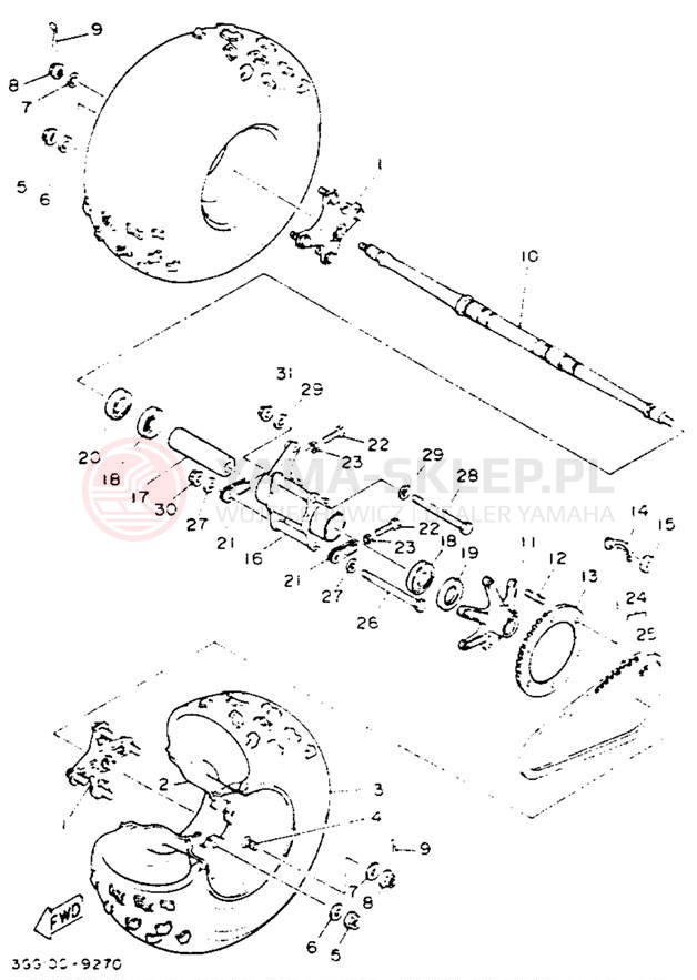 Schemat "Koło tył" do Yamaha BANSHEE YFZ350E_MN