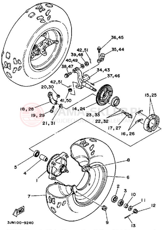 Schemat "Koło przód" do Yamaha BLASTER YFS200B