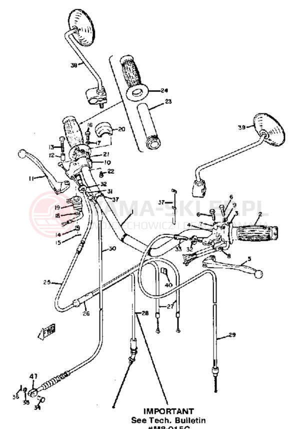Schemat "Kierownica i osprzęt" do Yamaha DS7