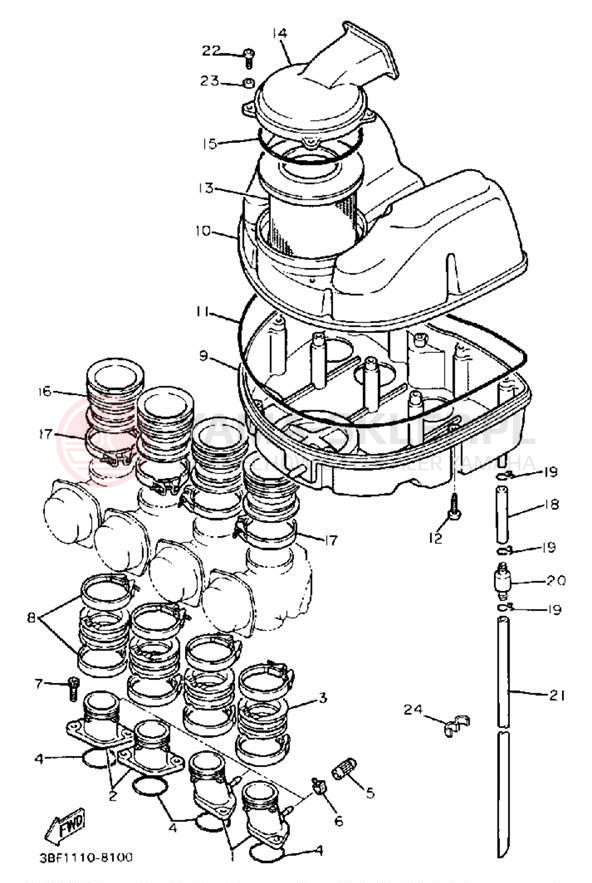 Schemat "Filtr powietrza" do Yamaha FZR400W