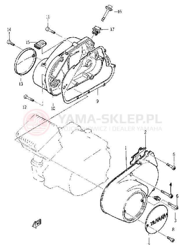 Schemat "Pokrywa silnika" do Yamaha YL1E
