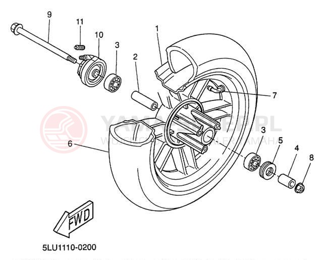 Schemat "Koło przód" do Yamaha ZUMA II CW50N