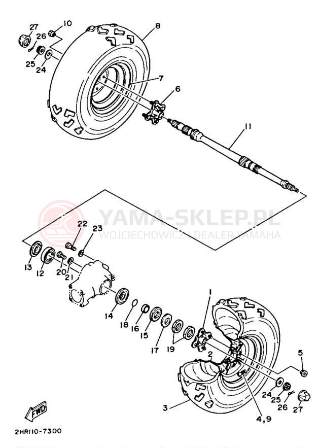 Schemat "Koło tył" do Yamaha BIG BEAR 4WD YFM350FWB