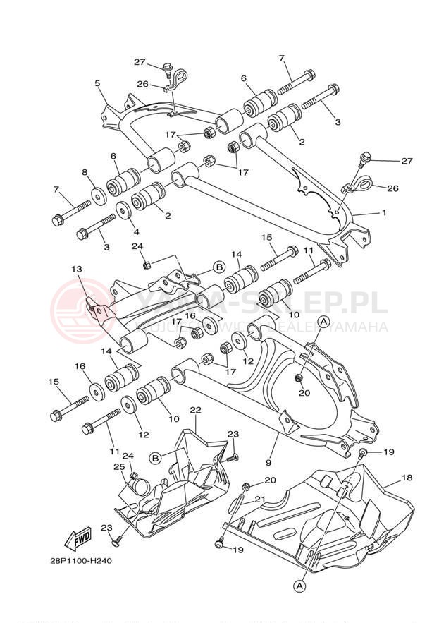 Schemat "wahacz" do Yamaha GRIZZLY 700 4WD YFM7FGAGR