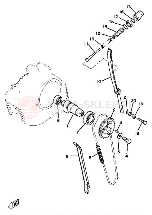 Schemat "Rozrząd - łańcuszek" do Yamaha SR250J