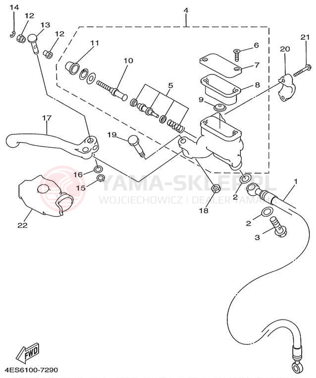 Schemat "Pompa hamulcowa przednia" do Yamaha YZ80 YZ80L