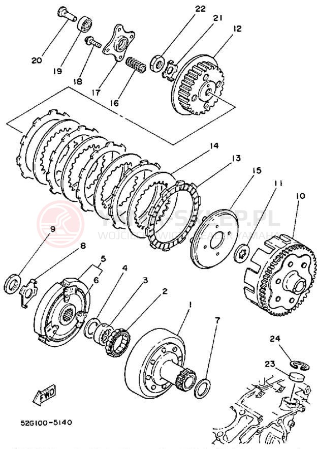 Schemat "sprzęgło" do Yamaha MOTO-4 YFM200DXT