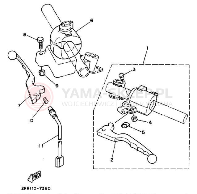 Schemat "Kierownica i osprzęt" do Yamaha YSR50U
