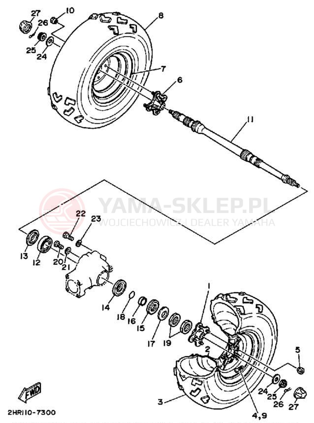 Schemat "Koło tył" do Yamaha BIG BEAR 4WD YFM350FWW