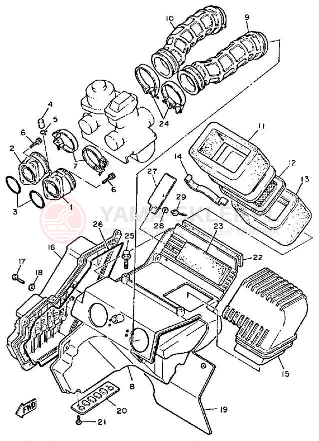 Schemat "Filtr powietrza" do Yamaha XT600L/XT600LC