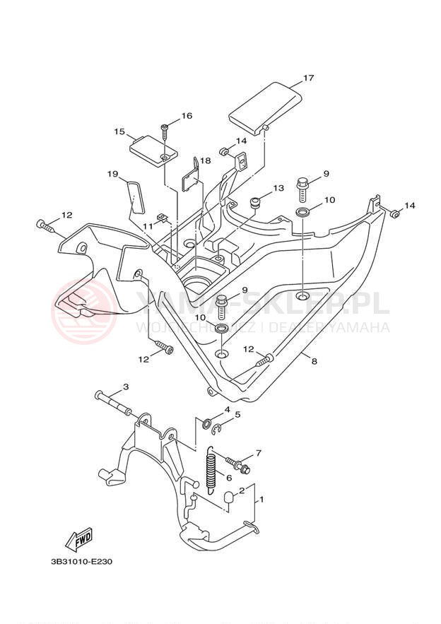 Schemat "Stopka postojowa i podnóżki" do Yamaha C3 XF50ZB