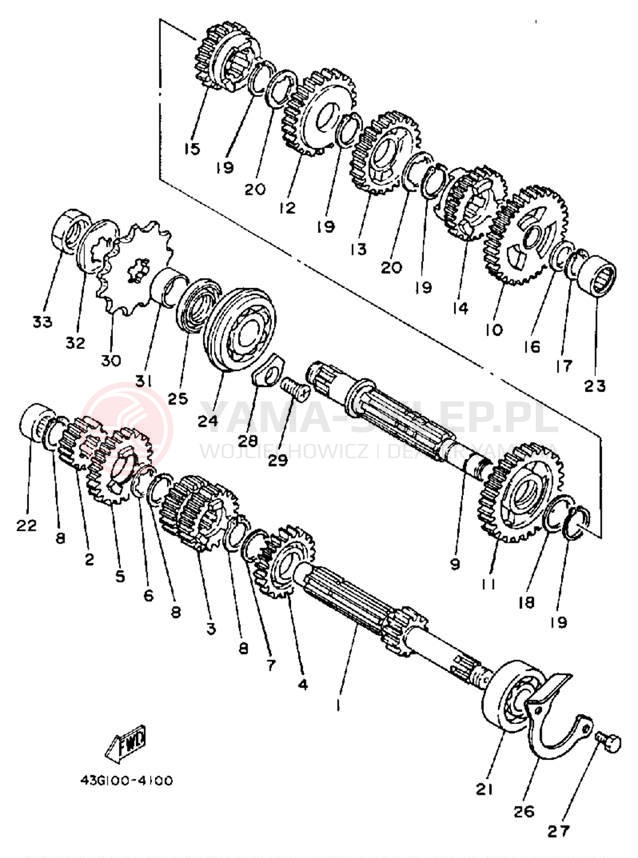 Schemat "Skrzynia biegów " do Yamaha IT200N