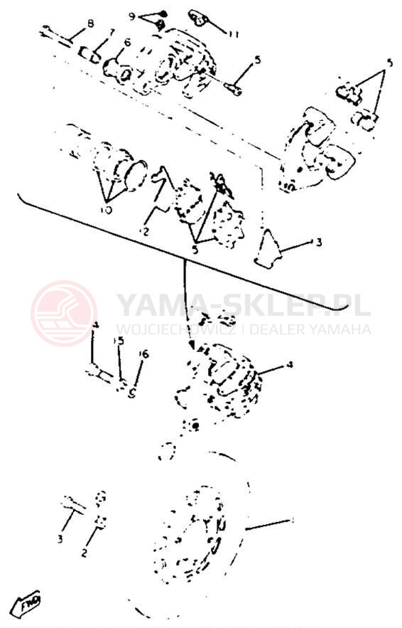 Schemat "Zacisk hamulcowy + tarcza przód" do Yamaha XS650H