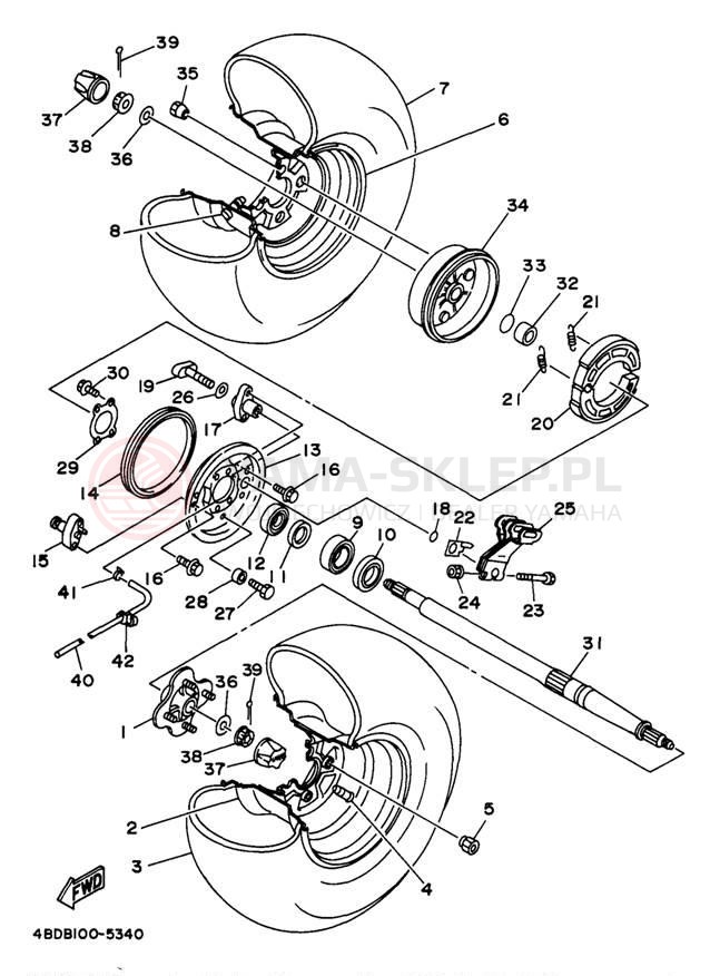 Schemat "Koło tył" do Yamaha TIMBERWOLF 4WD YFB250FWJ