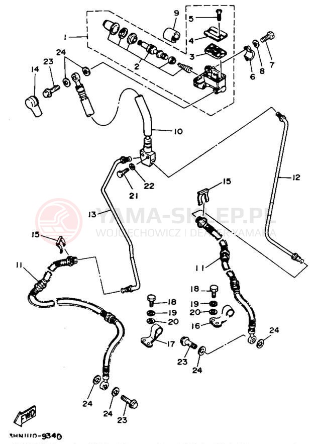 Schemat "Pompa hamulcowa przednia" do Yamaha BIG BEAR 4WD YFM350FWE_