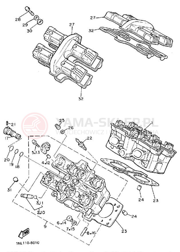 Schemat "głowica" do Yamaha XVZ13DT/XVZ13DTC