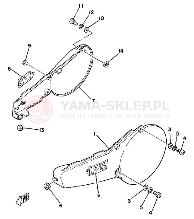 Schemat "Pokrywa boczna" do Yamaha IT175H