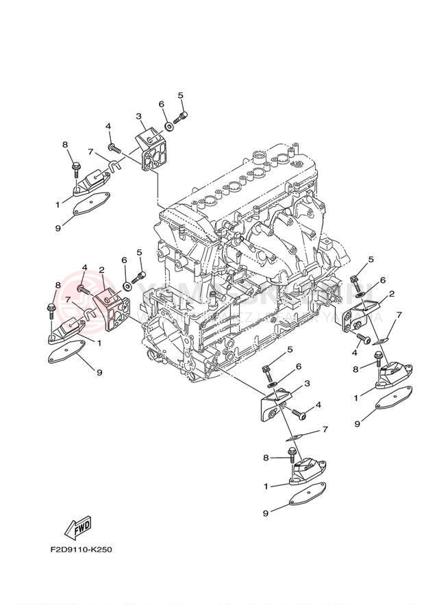 Schemat "Mocowanie silnika" do Yamaha 242 LIMITED SXT1800JL