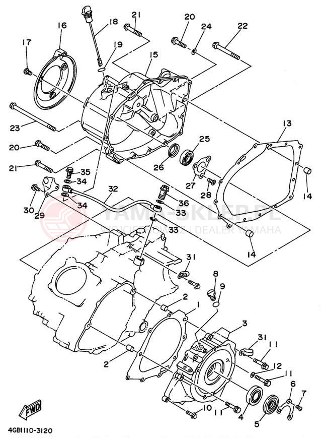Schemat "Pokrywa silnika" do Yamaha KODIAK 4WD YFM400FWF_