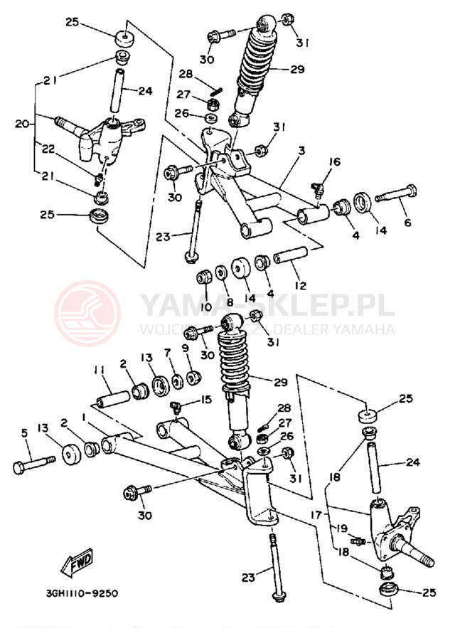 Schemat "Koło przód" do Yamaha MOTO-4 YFM250A