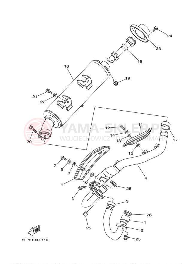 Schemat "Wydech końcowy" do Yamaha 660R RAPTOR YFM660RT