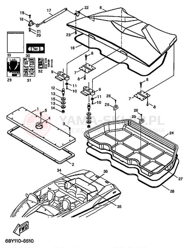 Schemat "DECK HATCH" do Yamaha XR1800 XRT1200Z