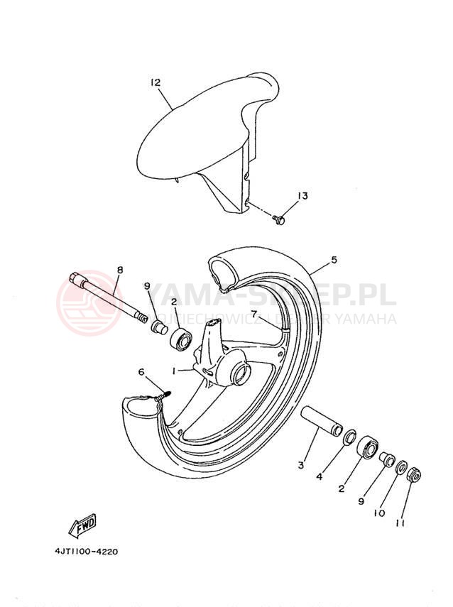 Schemat "Koło przód" do Yamaha TZ125 TZ125