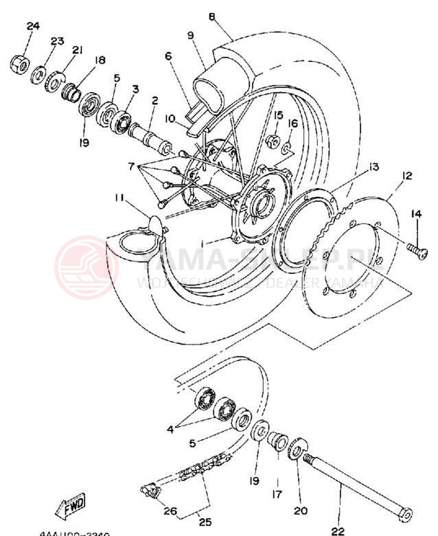 Schemat "Koło tył" do Yamaha WR500ZE