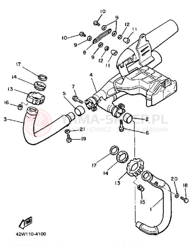 Schemat "Wydech końcowy" do Yamaha VIRAGO 700 XV700L/XV700LC