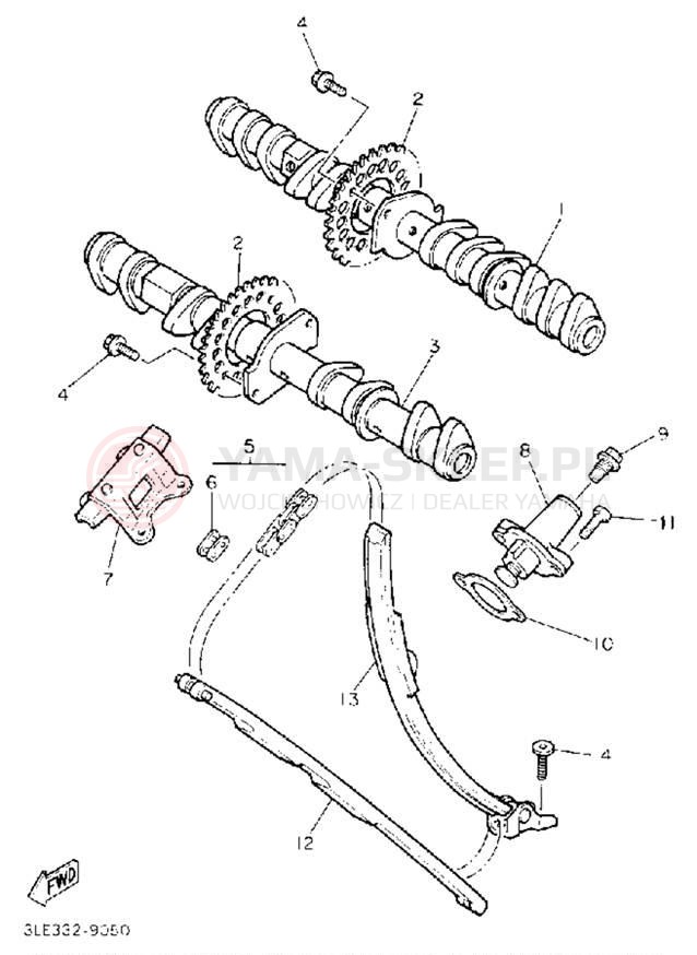 Schemat "Rozrząd - łańcuszek" do Yamaha FZR1000D/FZR1000DC