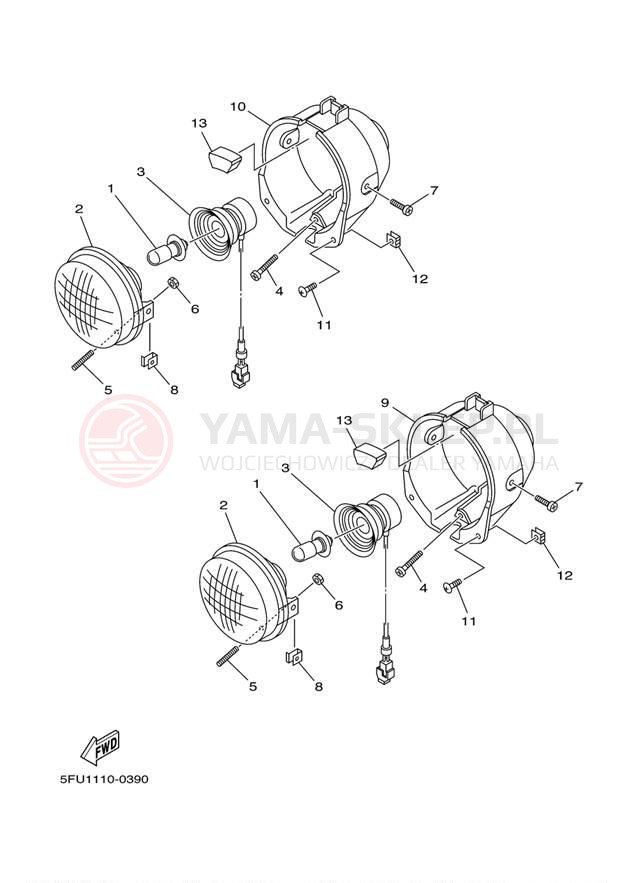Schemat "Lampa przód" do Yamaha BIG BEAR 2WD YFM400MC/YFM400M