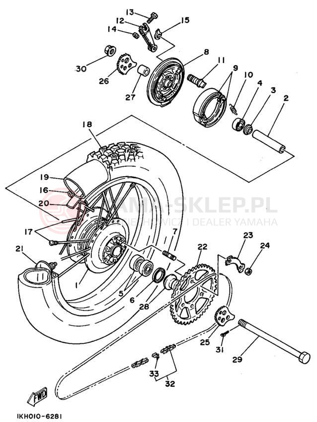 Schemat "Koło tył" do Yamaha SEROW XT225F/XT225FC
