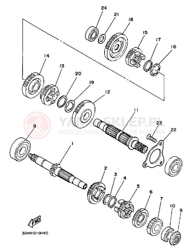 Schemat "Skrzynia biegów " do Yamaha PRO-4 PRO HAULER YFU1W