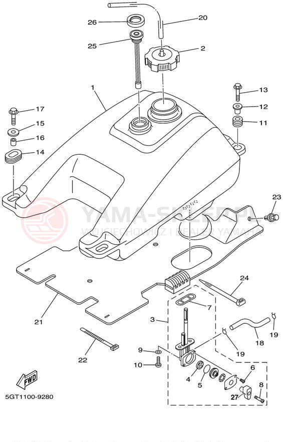 Schemat "zbiornik paliwa" do Yamaha GRIZZLY YFM600FWAL/YFM600FWAL